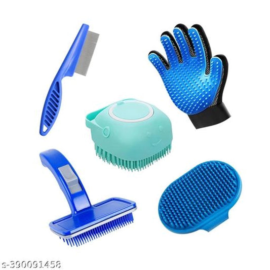 5-in-1 Pet Grooming Kit for Dogs & Cats | Brush, Comb, Gloves & Cleaning Tools Set